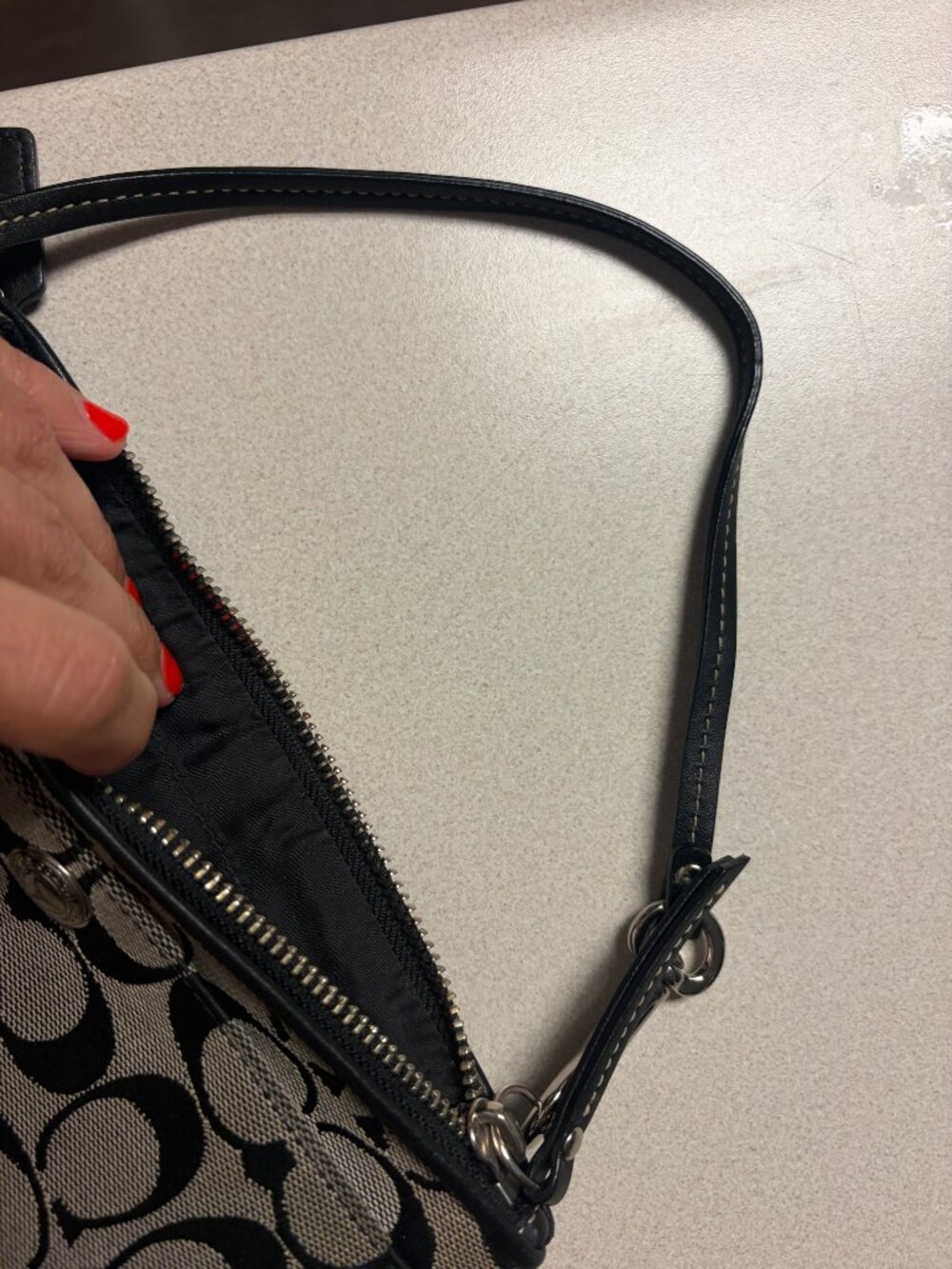 Coach Black and Grey Signature C Canvas Wristlet - Picture 7 of 9